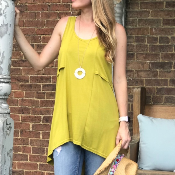 Chartreuse Lace Back Tunic - Picture 5 of 6